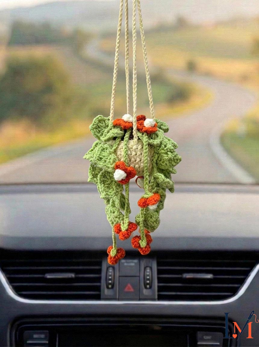 Crochet Daisy Car Hanger Handmade for Floral Gifts and Decor 4