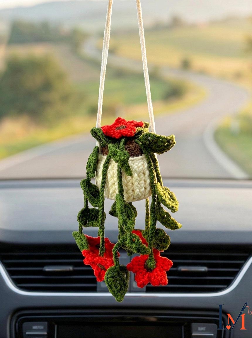 Crochet Daisy Car Hanger Handmade for Floral Gifts and Decor 5