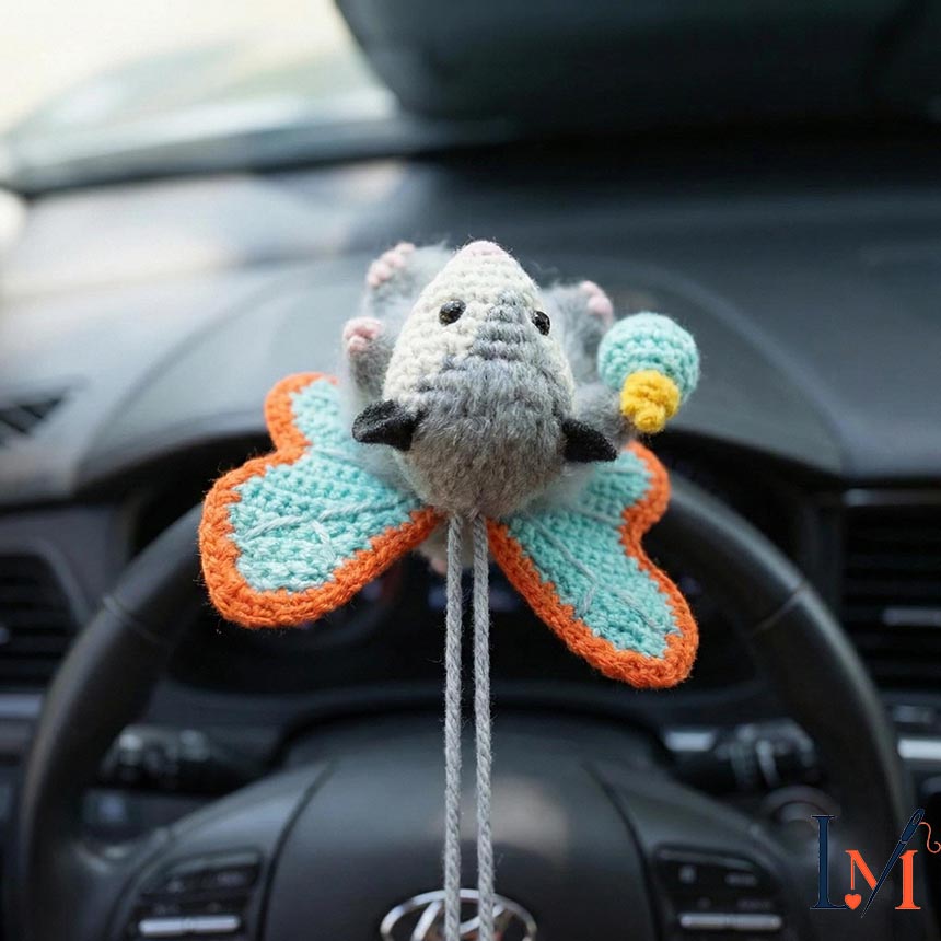 Crochet Possum Car Hanger Handmade for Animal-Themed Decor 4