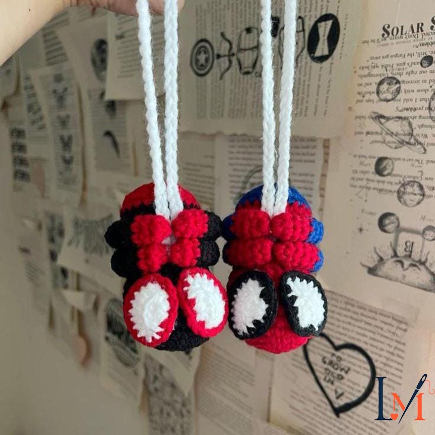 Crochet Spiderman Car Hanger Handmade for Hero-Inspired Decor 2
