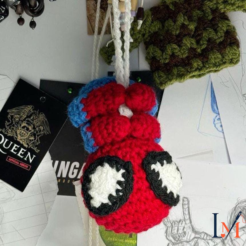 Crochet Spiderman Car Hanger Handmade for Hero-Inspired Decor 3