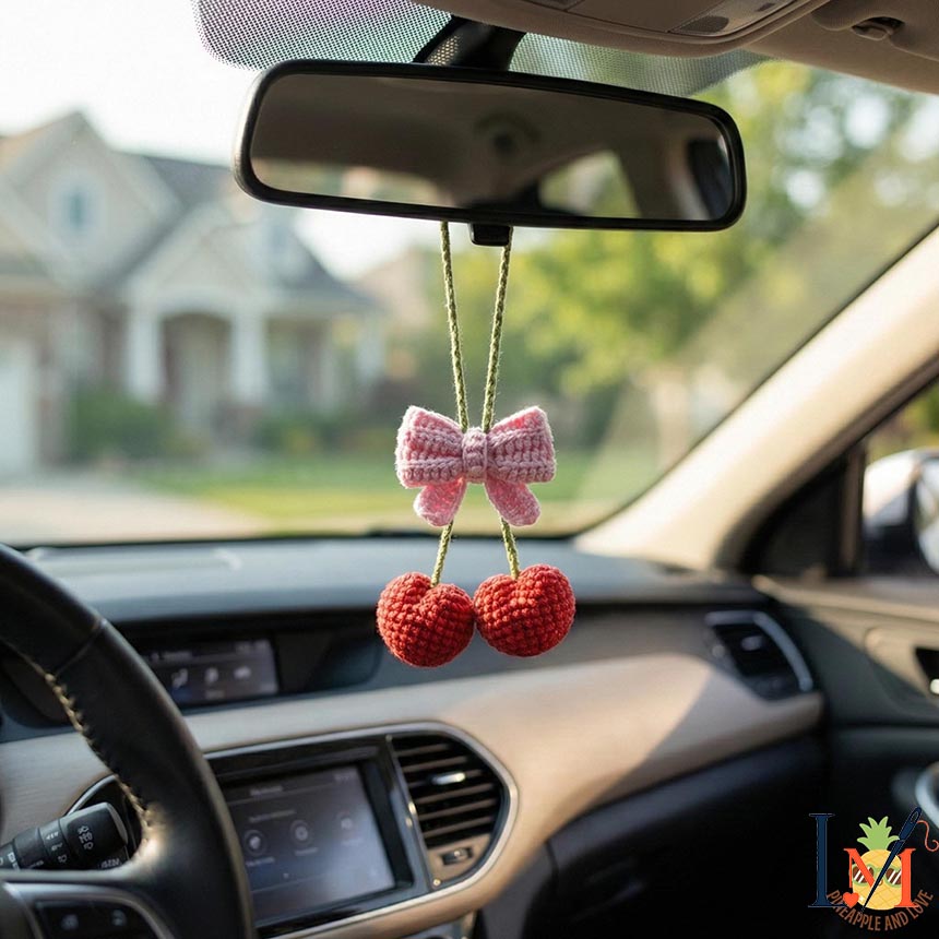 Crochet Bow Car Hanger Handmade Decor for Stylish Interiors 2