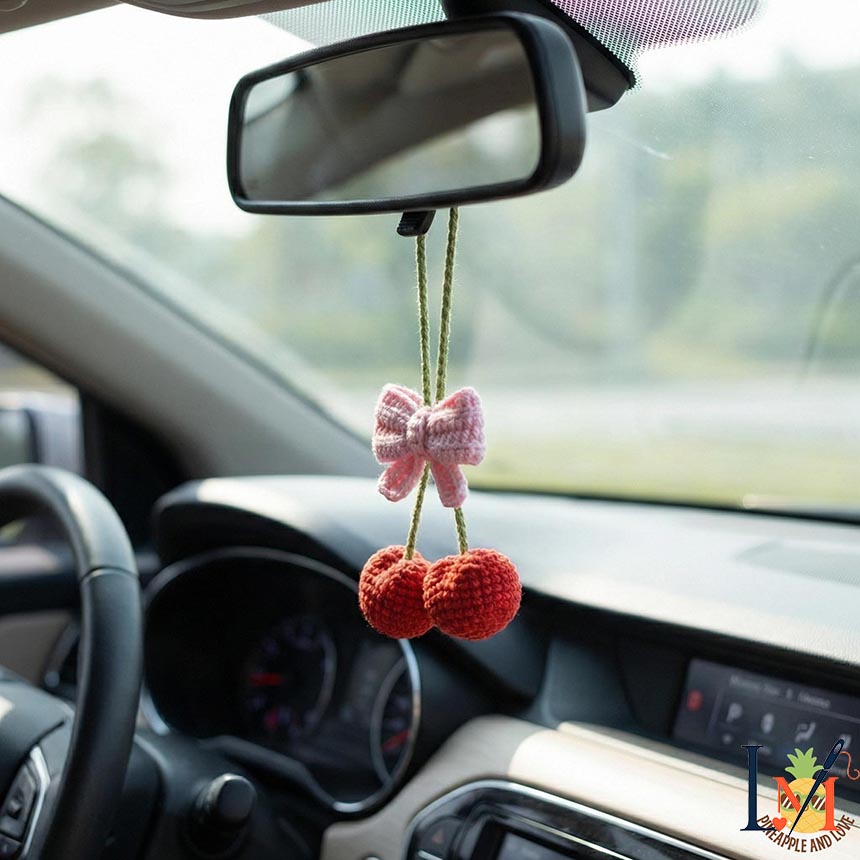 Crochet Bow Car Hanger Handmade Decor for Stylish Interiors 4
