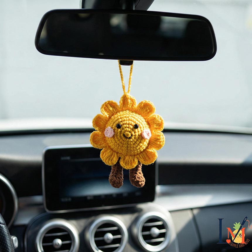 Crochet Sunflower Car Hanger Handmade for Bright Everyday Decor 2