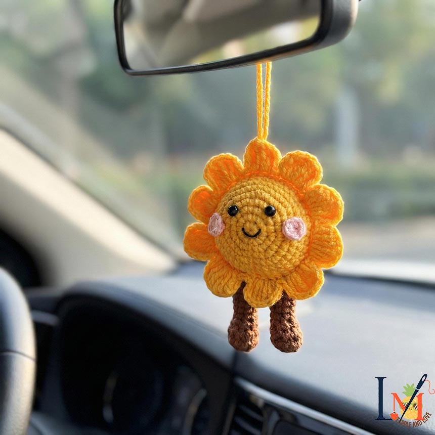 Crochet Sunflower Car Hanger Handmade for Bright Everyday Decor 4