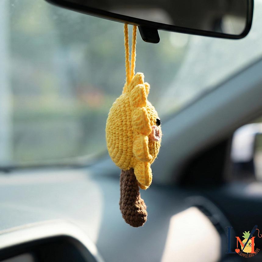 Crochet Sunflower Car Hanger Handmade for Bright Everyday Decor 5
