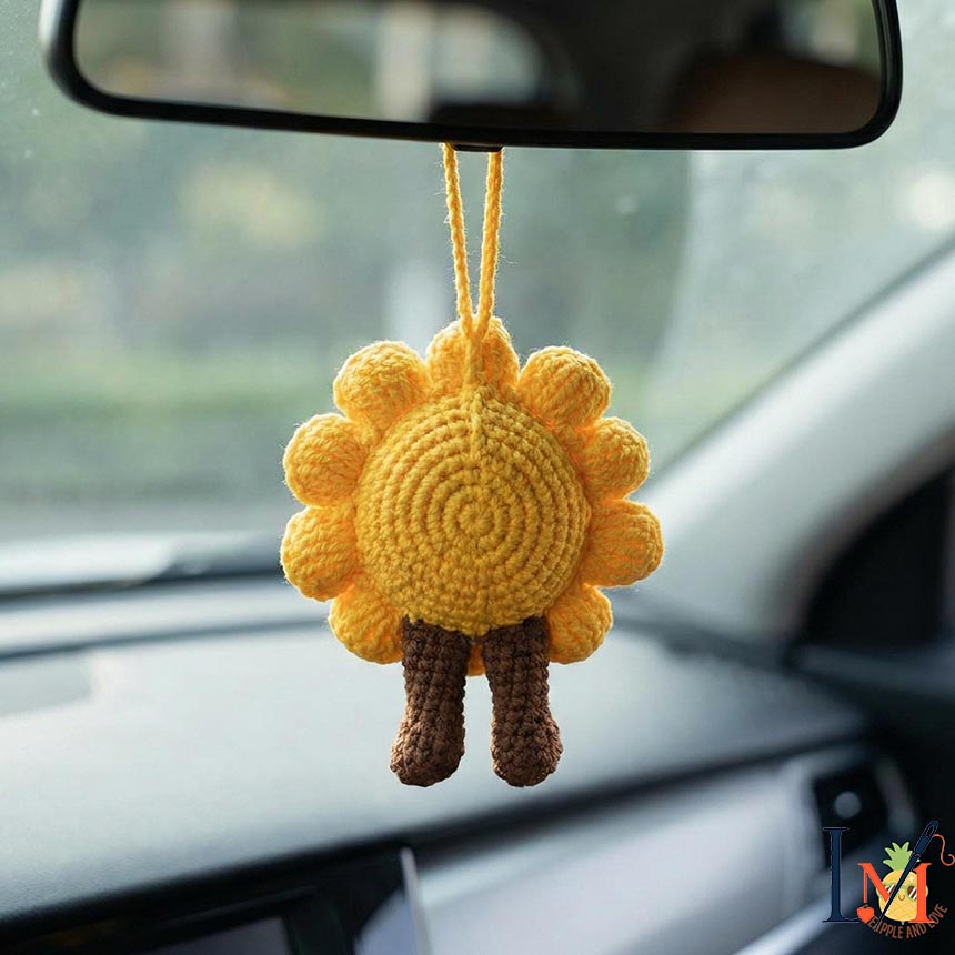 Crochet Sunflower Car Hanger Handmade for Bright Everyday Decor 7