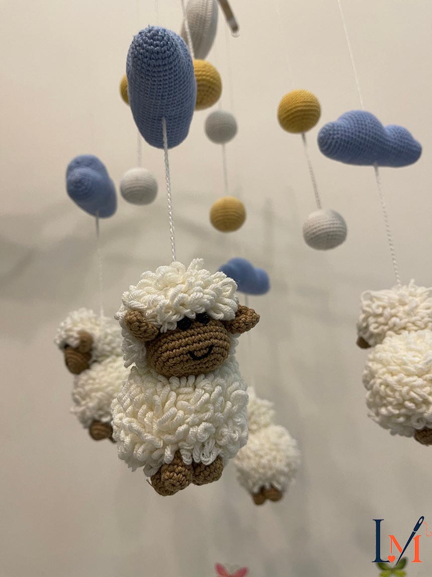 Portable Sheep Crochet Sheep Baby Animal Nursery Handmade Theme Toy Mobile Nursery Decor Baby Decoration Baby Gift Baby  Cute Sheep Moon
