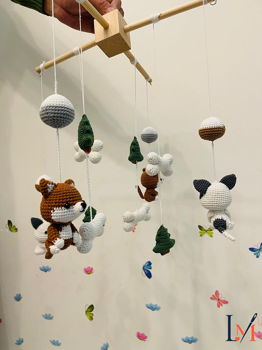 Puppy Crochet Baby Mobile,Dog baby mobile,Dog crochet Mobile,gift for her,Labrador baby mobile,Baby Shower Gift,mini,Kindergarten decoration