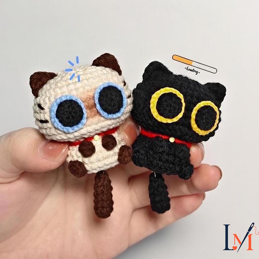 Black Cat Crochet Keychain Handmade Gifts