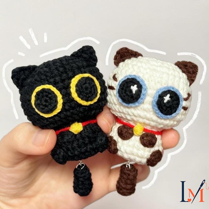 Black Cat Crochet Keychain Handmade Gifts 10