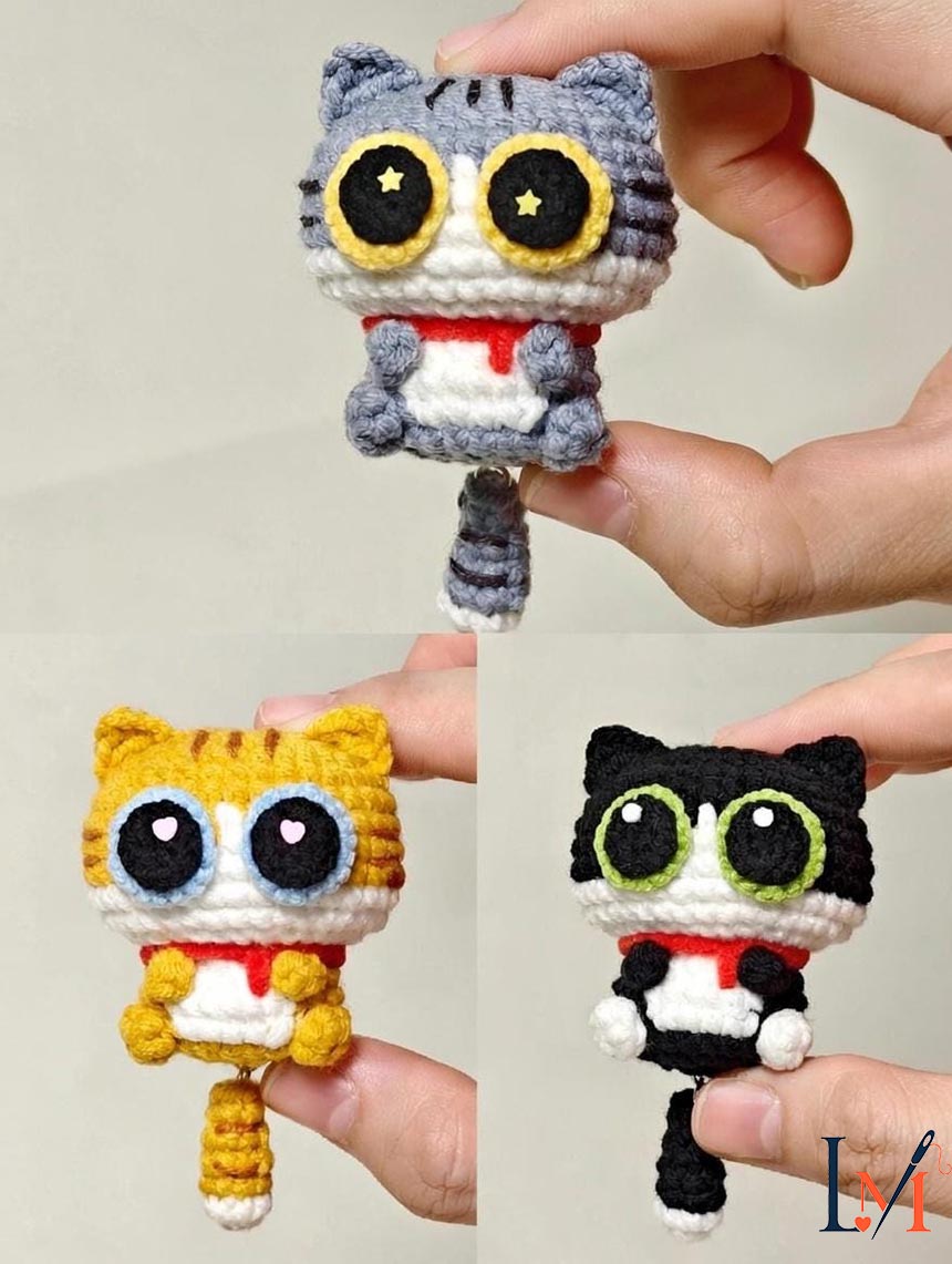 Black Cat Crochet Keychain Handmade Gifts 11
