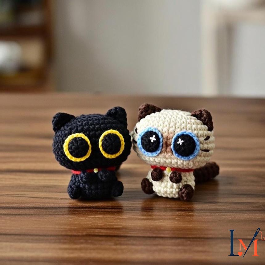 Black Cat Crochet Keychain Handmade Gifts 7