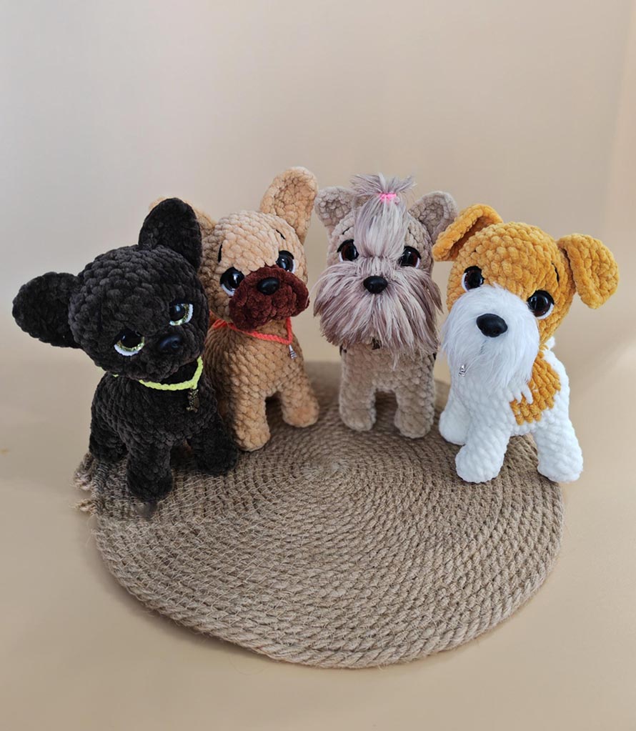 4in1 Cute Dog Breeds Amigurumi French Bulldog (Pug) Yorkie Fox Terrier Chihuahua Crochet Pattern PDF | Digital Download