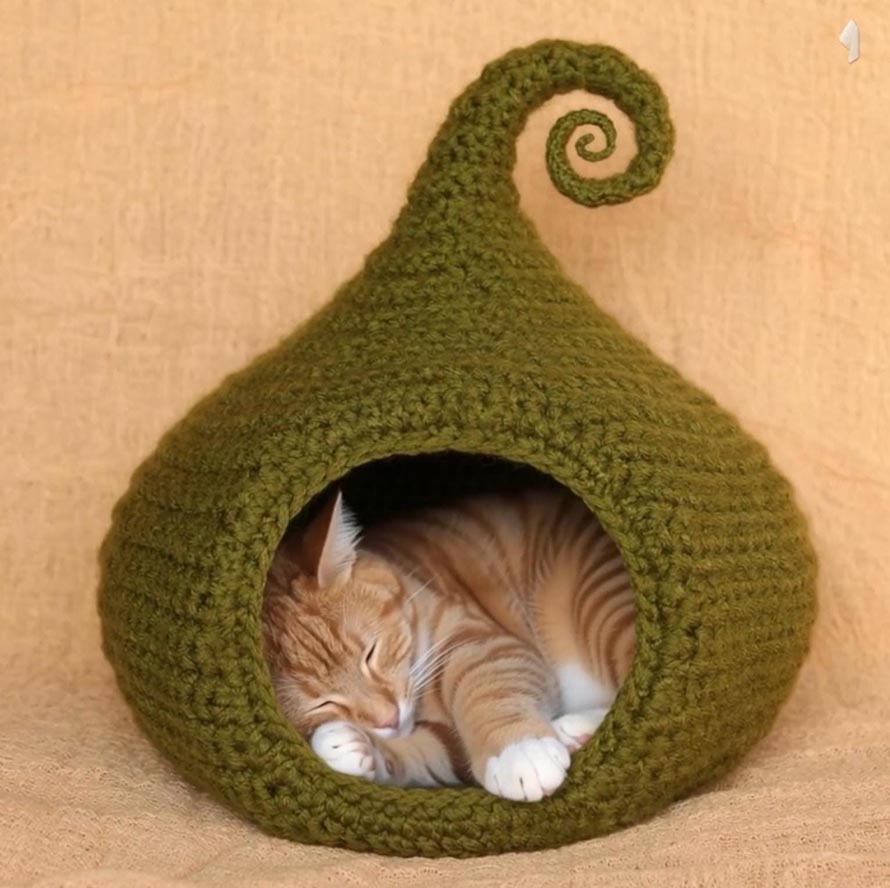 Cat bed crochet pattern/ Small dog cave bed/ Calabash-house DIY (Digital PDF)