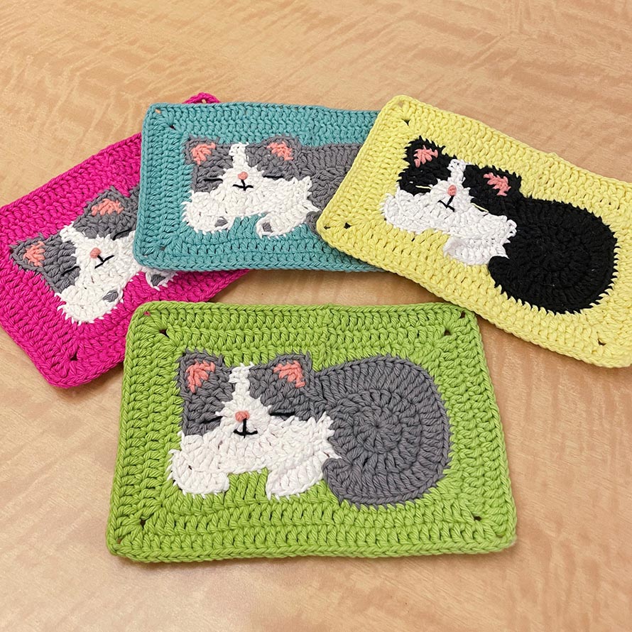 Crochet Cat Granny squares pattern 1 PDF pattern/1 video tutorial