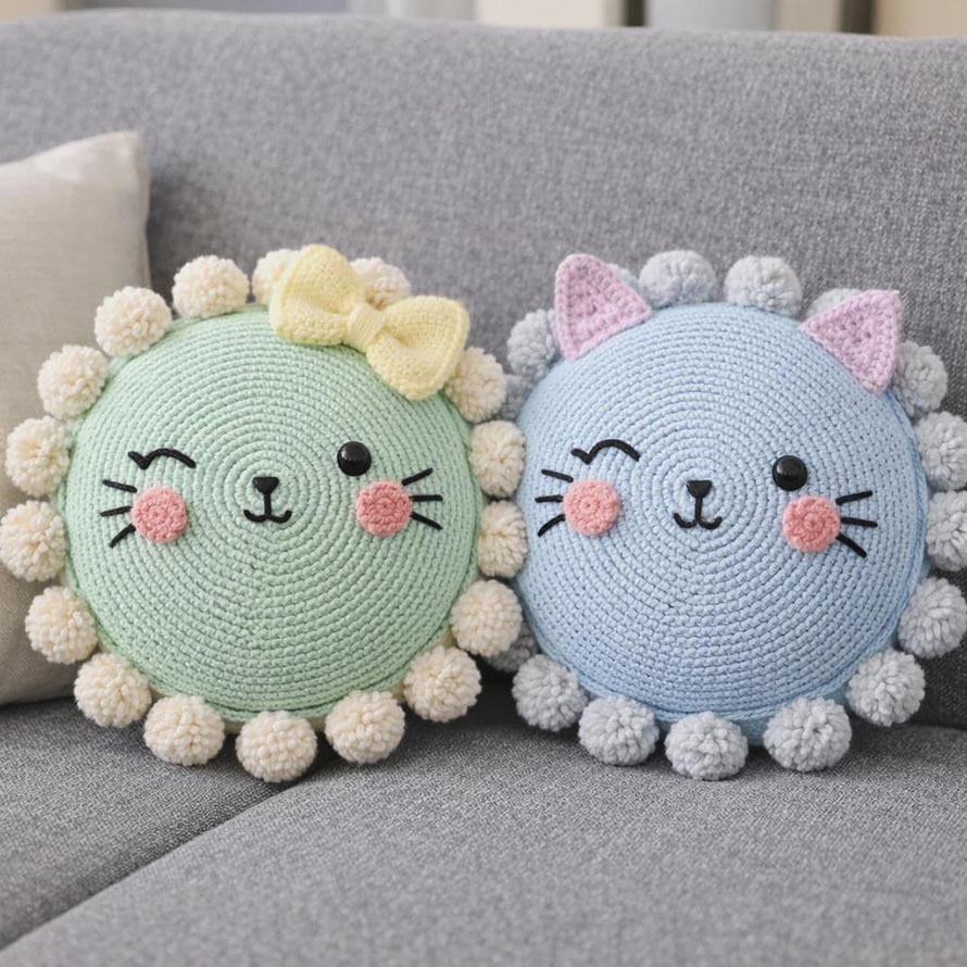 Crochet Cat Pillow Pattern PDF | Cute Pet Pillow Amigurumi | DIY Crochet Pillow Bundle | Animal Cushion Crochet Patterns