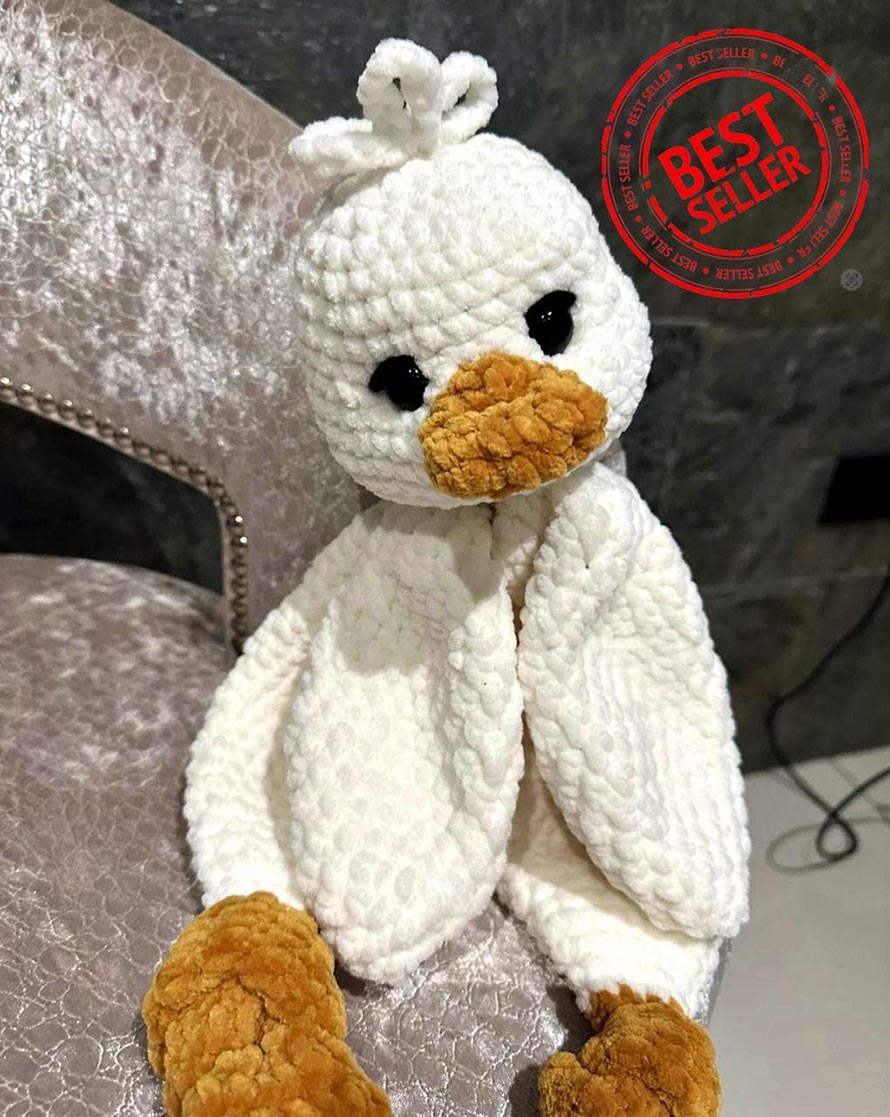 CROCHET PATTERN Duck. Snuggle toy. Amigurumi plushie crocheted duck. Stuffed animals. Plushies toy. English PDF instructions with photos.