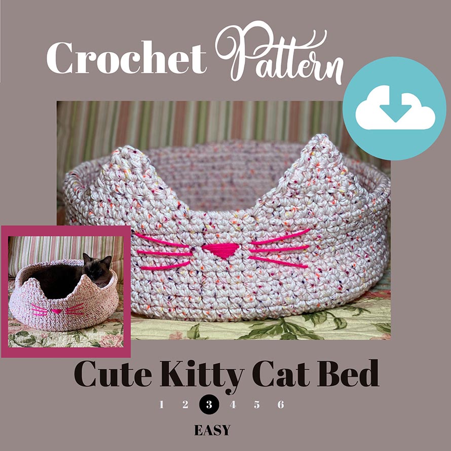 DIY Crochet Pattern | Kitty Cat Crochet Bed | Instructions | Instant PDF Download