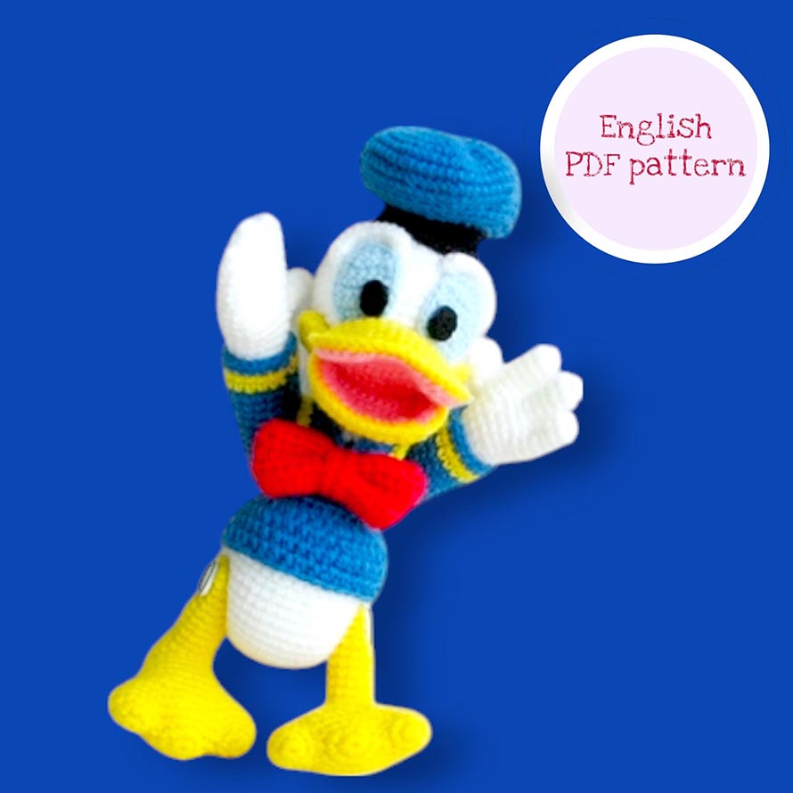 Donald Duck Crochet Pattern – 8.5 Inch Sailor Duck Amigurumi plush toy (PDF Download)
