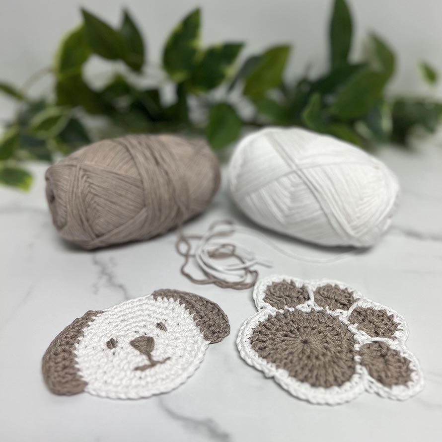 Fido - Puppy Paw and Face Crochet Coaster PATTERN Set - PDF (Digital Download)