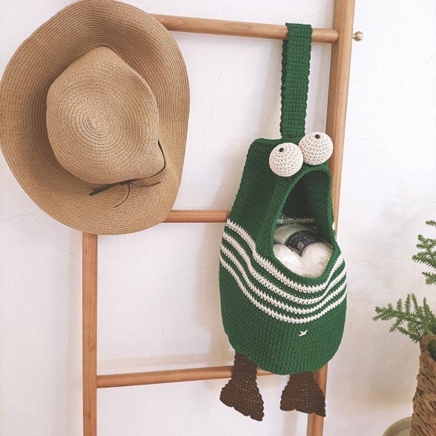 Frog Crochet Bag Pattern: Hanging Storage Basket Organizer (PDF Download