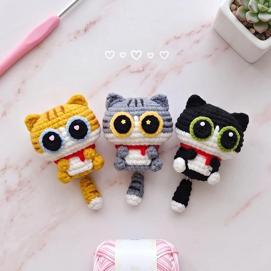 Crochet Cat Keychain Pattern Ideas for Mini Amigurumi 3