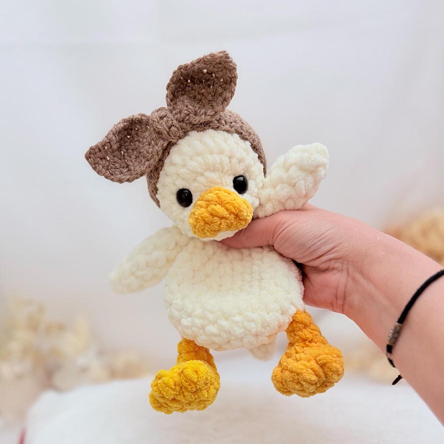 No Sew English PDF Crochet Pattern Bulky and Quick Plush Little Duck Mini Snuggle Buddy Amigurumi Easter Duckling Lovey English Snuggler