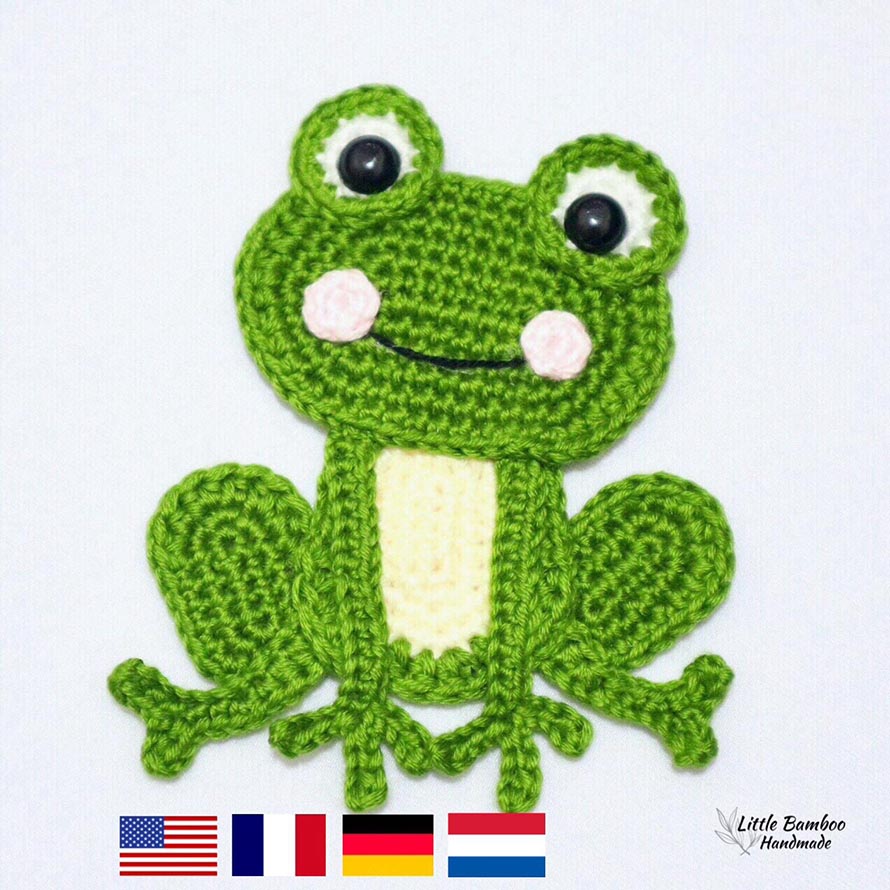 PATTERN-Frog Applique-Crochet Pattern, pdf