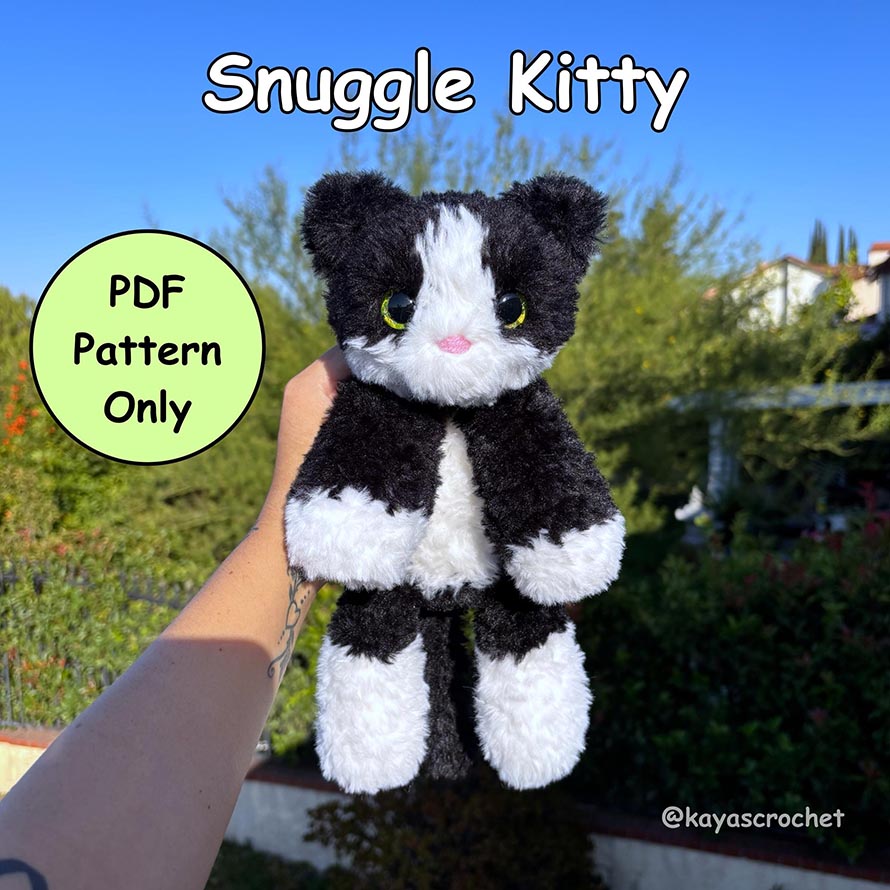 Snuggle Kitty Crochet Pattern | Snuggle Series | Crochet Cat Pattern | Low Sew Amigurumi | PDF Download