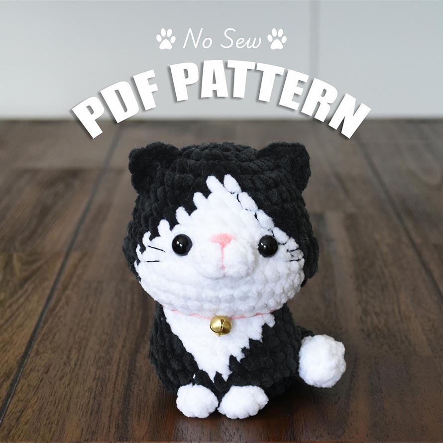 Tuxedo Cat Crochet Pattern Designs in Black and White