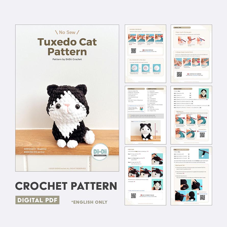 Tuxedo Cat Crochet Pattern Designs in Black and White 2