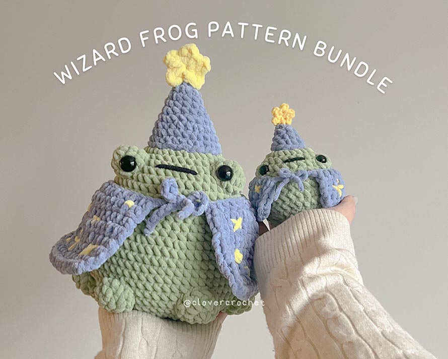 Wizard Frog Crochet Pattern Bundle / Chunky Crochet Wizard Mage / US PDF Pattern Set