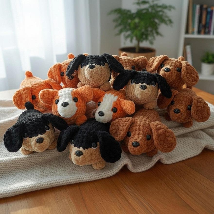 Beginner Corgi Dachshund Crochet Patterns PDF No Sew Amigurumi Chubby Small Puppy Toys