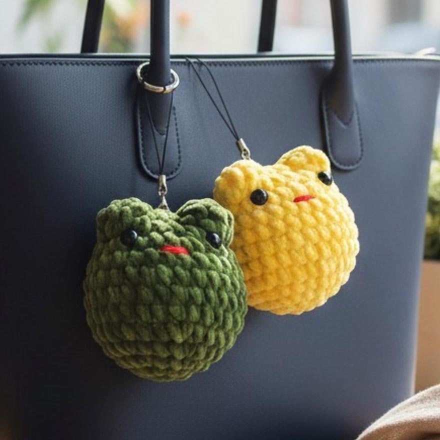 Chubby Frog Crochet Pattern PDF No Sew Amigurumi Toad Keychain Plushie Tutorial