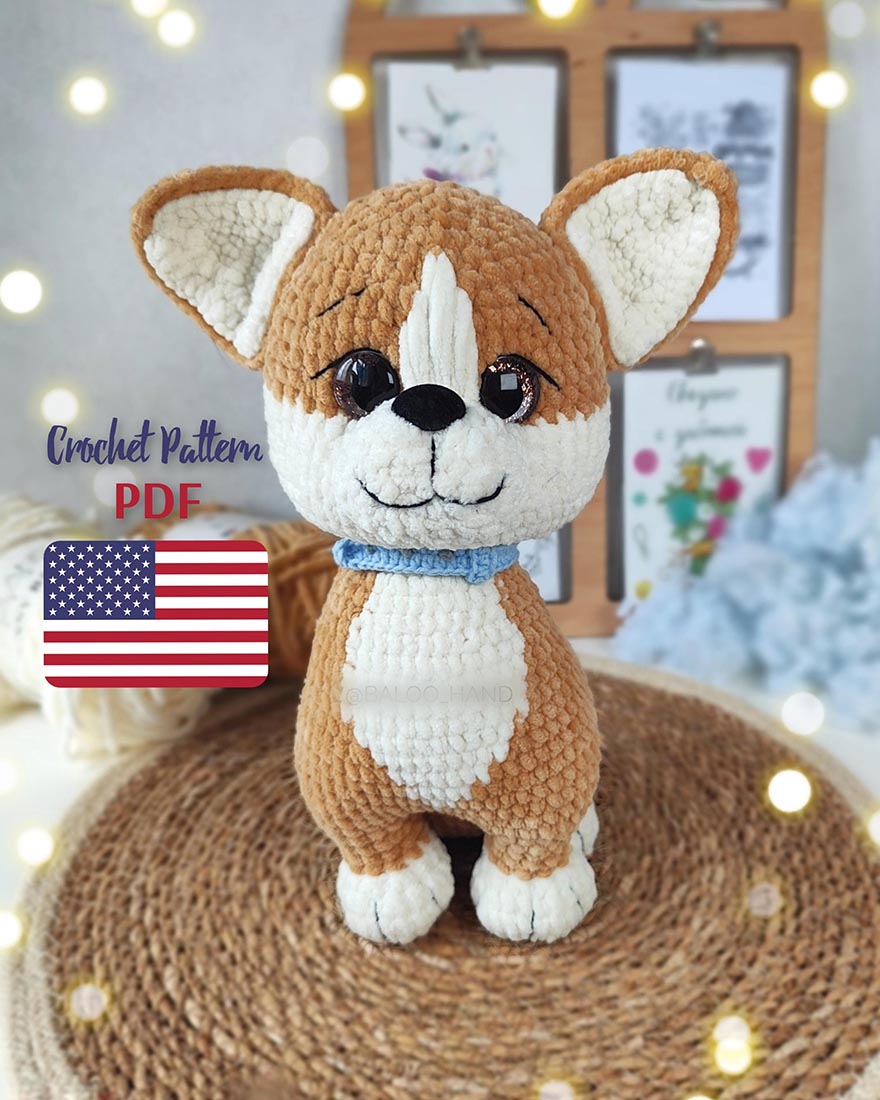CROCHET PATTERN Corgi, Amigurumi Corgi Pdf tutorial