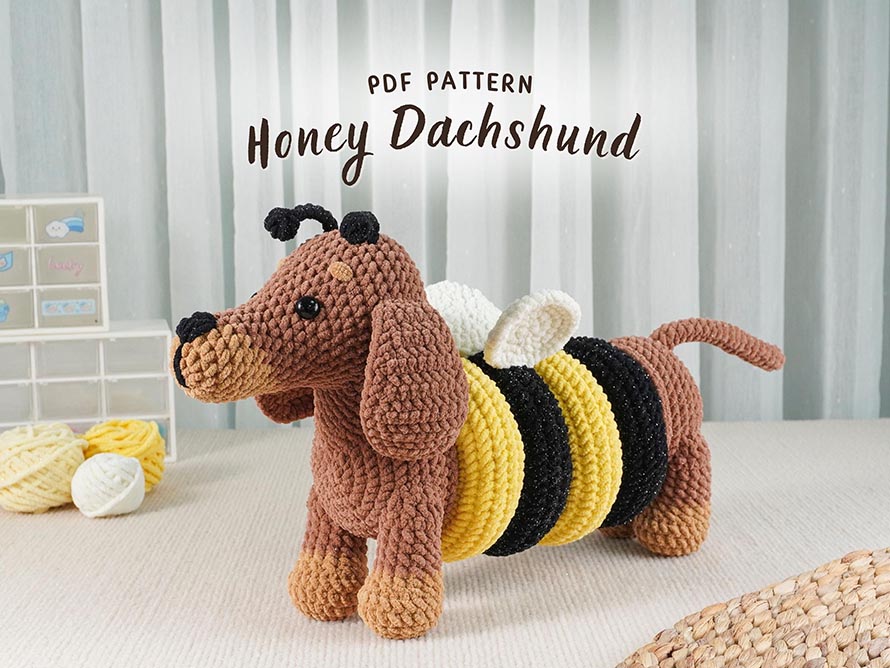 Honey Dachshund Crochet Pattern, Amigurumi Crochet Pattern, Handmade Crochet Pattern, Dachshund Crochet Pattern, PDF Crochet Pattern