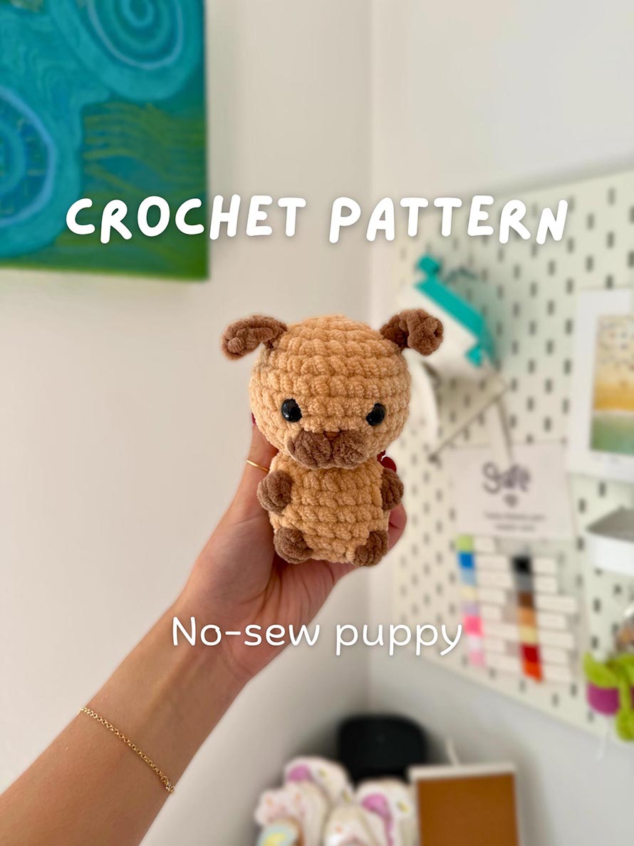 No-Sew Mini Puppy Crochet Pattern | Amigurumi Baby Dog Plushie Stuffed Toy Digital Tutorial Download | Quick & Easy Pattern