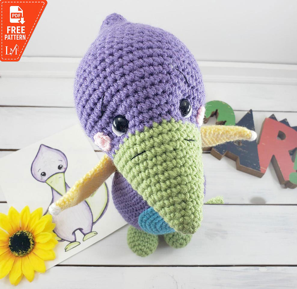 Pterodactyl dino crochet pattern free