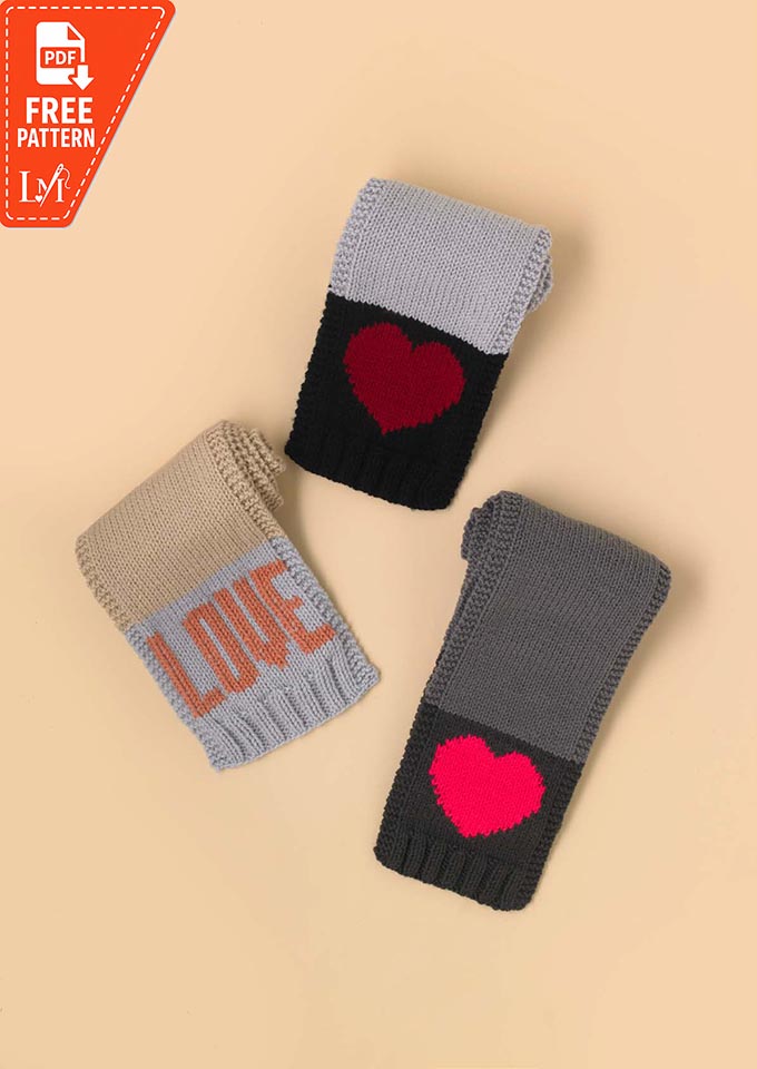 Scarf heart and love crochet knitting pattern free