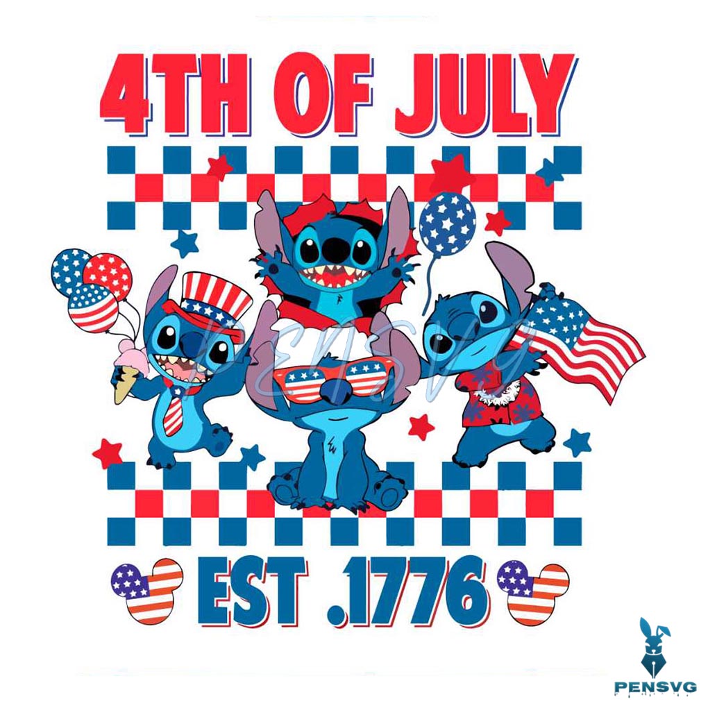 4th Of July Est 1776 Patriotic Stitch PNG