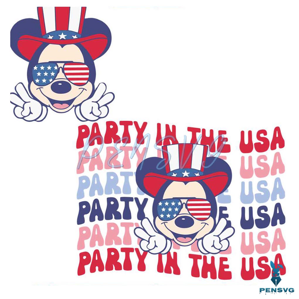 4th Of July Mickey American Party In The USA SVG Cutting Digital Files