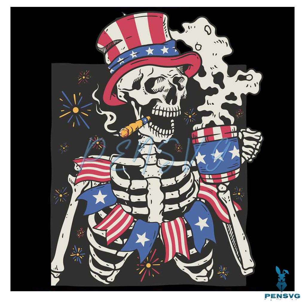4th Of July Patriotic Skeleton Independence Day Svg Cutting File