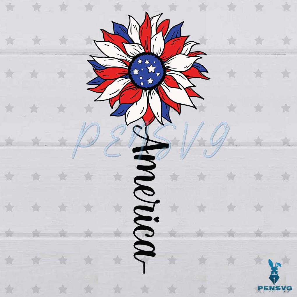 4th Of July Sunflower American Flag Svg Digital File