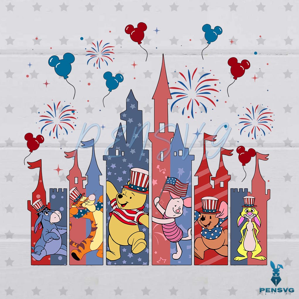 4th Of July Winnie The Pooh And Friend Patriot Day SVG File