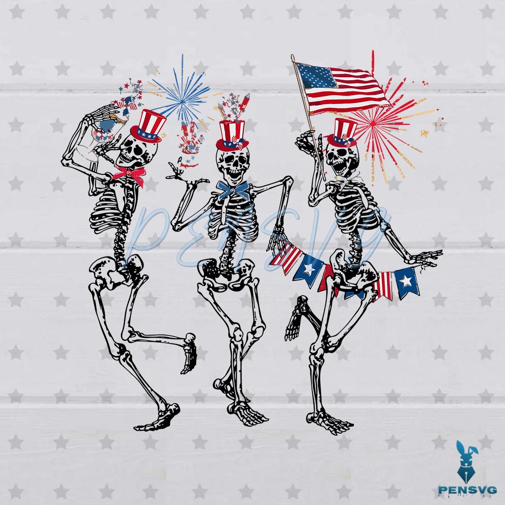 4th of July Patriot Dancing Skeleton SVG Cutting Digital File