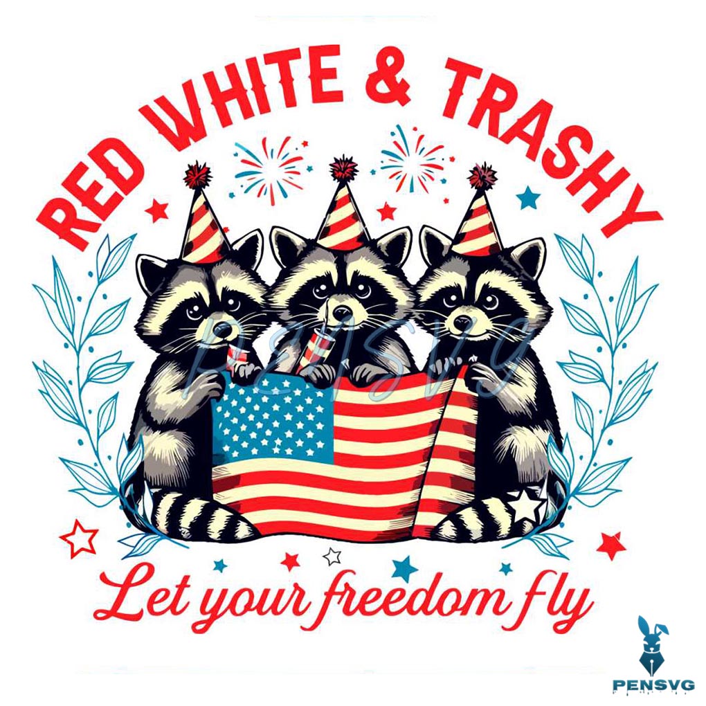 4th of July Red White And Trashy Raccoon PNG