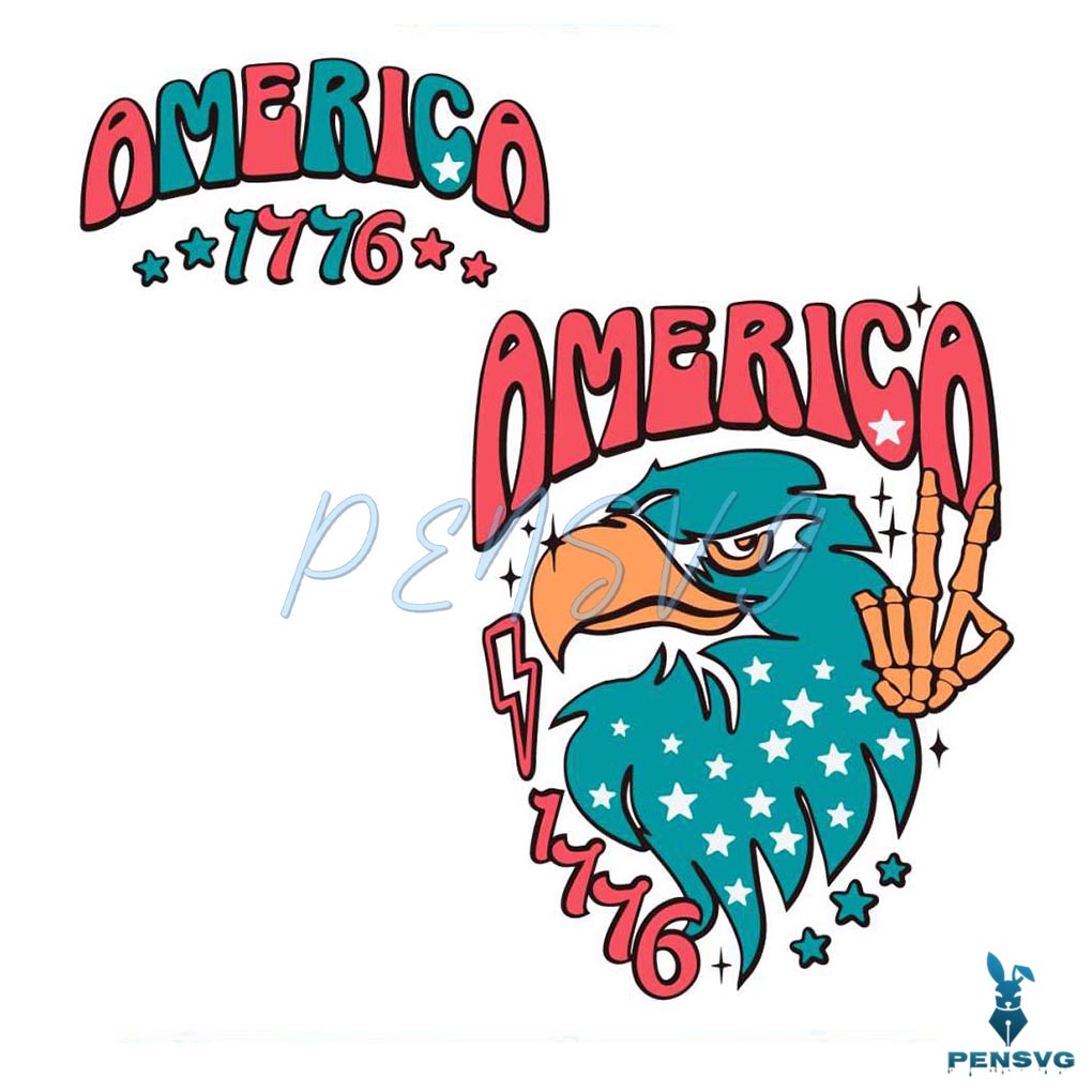 America Eagle Retro 4th of July SVG Graphic Design File