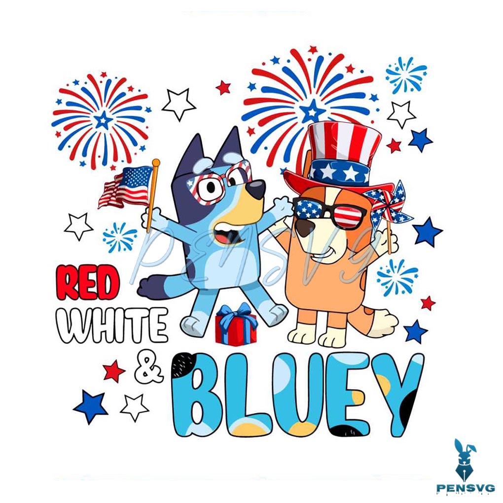 American Red White Bluey 4th Of July SVG Graphic Design Files
