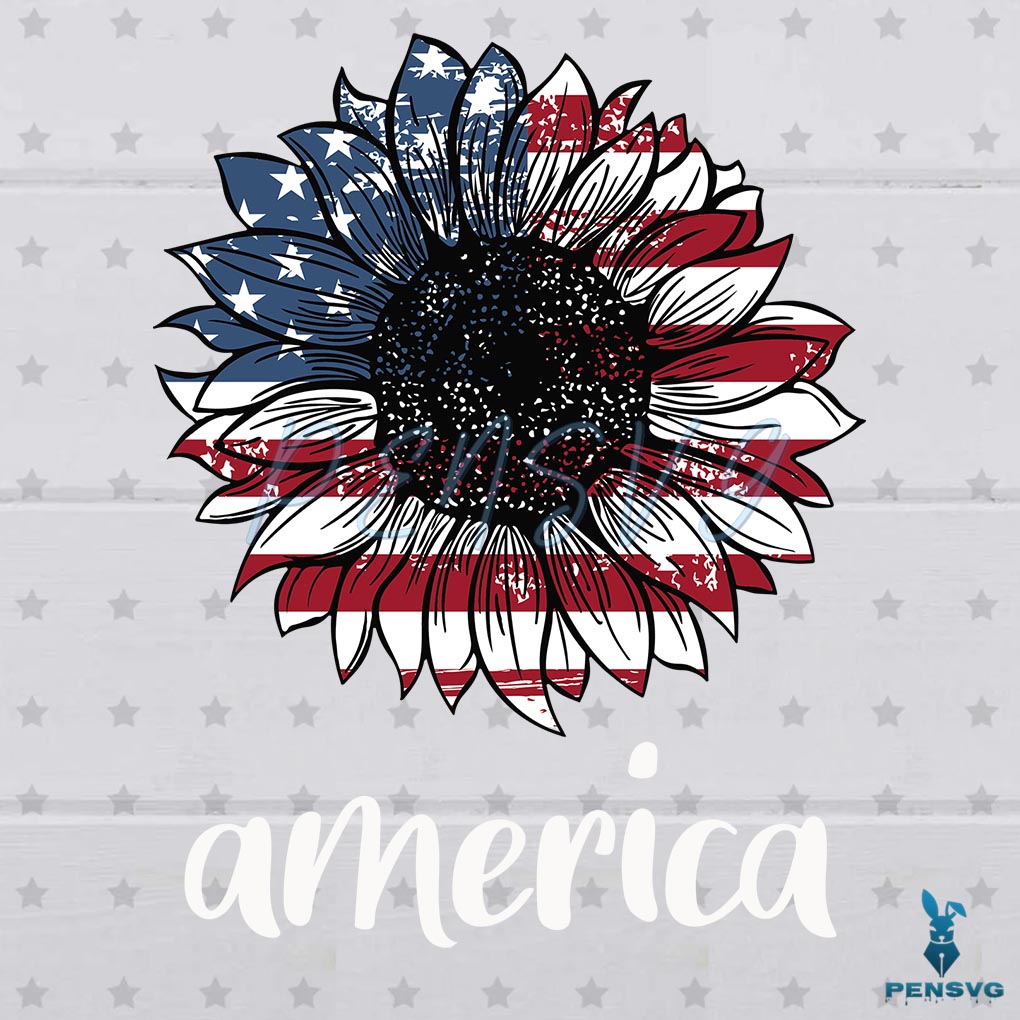 American Sunflower Vintage 4th Of July SVG Digital File
